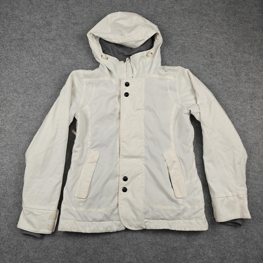 Burton Jacket Womens Large White Dryride Hooded Insulated Winter Ski Snowboard